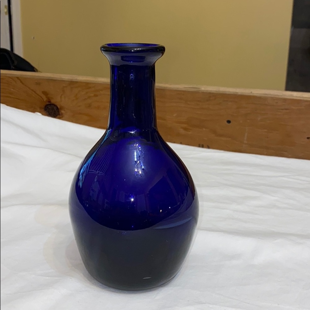 Vintage Blue Blown Glass Vase
